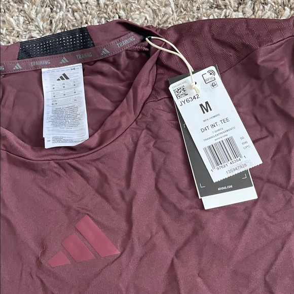 Adidas Men's Burgundy Short Sleeve Tee - Picture 2 of 2